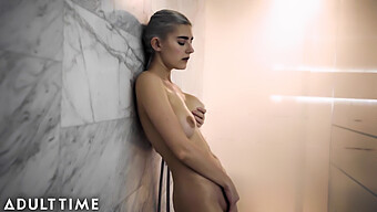 Eva Elfie In A Hot Shower, Filmed Close-Up On A Sofa.